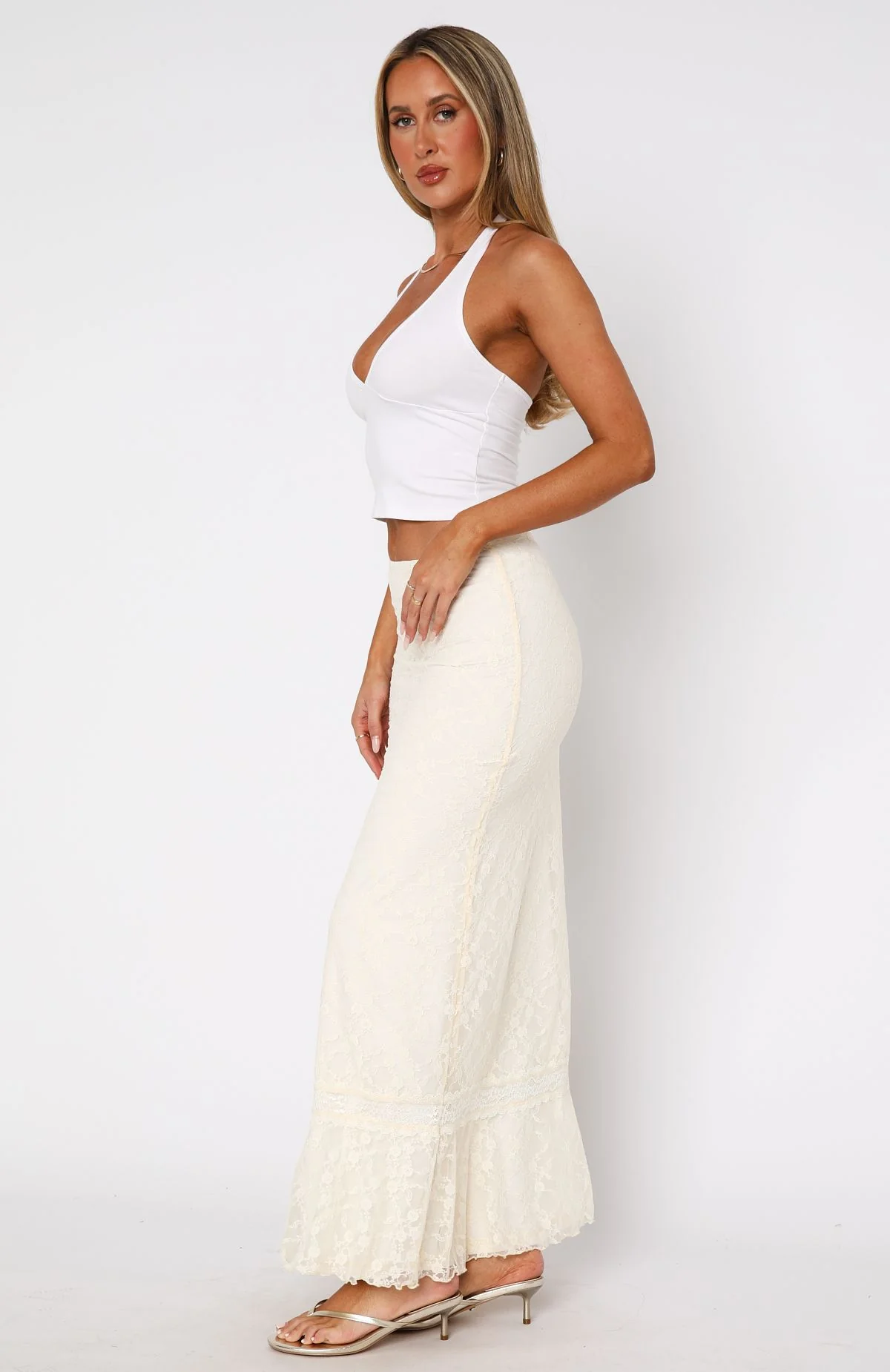 white lace maxi skirt