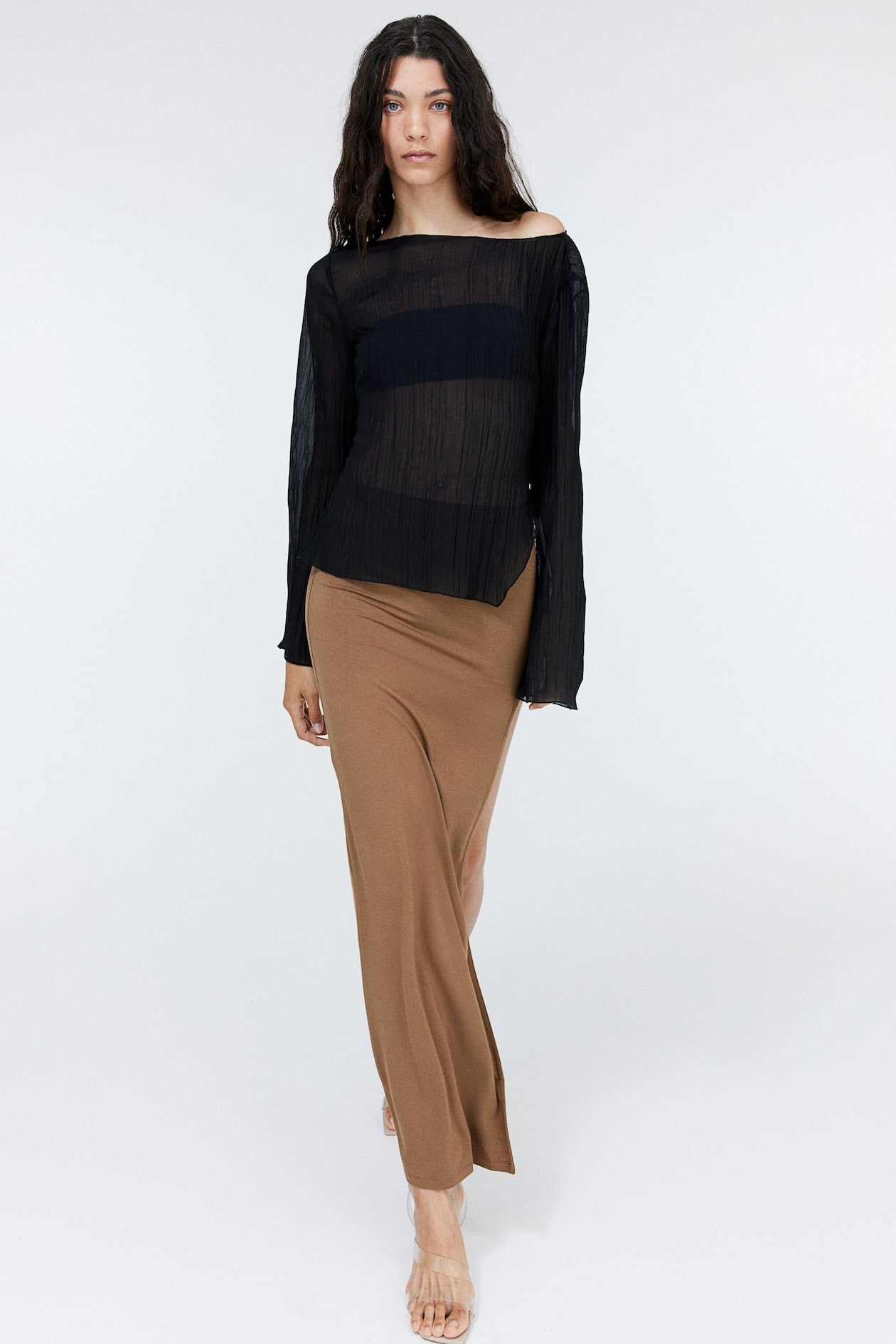 H&M Crinkled Top With Overlocked Trim